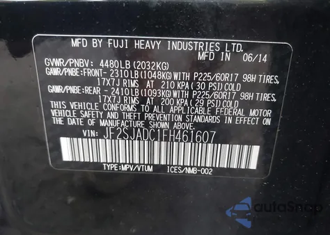 2015 Subaru Forester 2.5I Premium из США, поврежденный, VIN JF2SJADC1FH461607